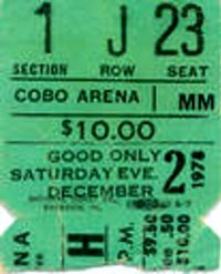 Rush show ticket#1j32 with Golden Earring December 02, 1978 Detroit - Cobo Arena